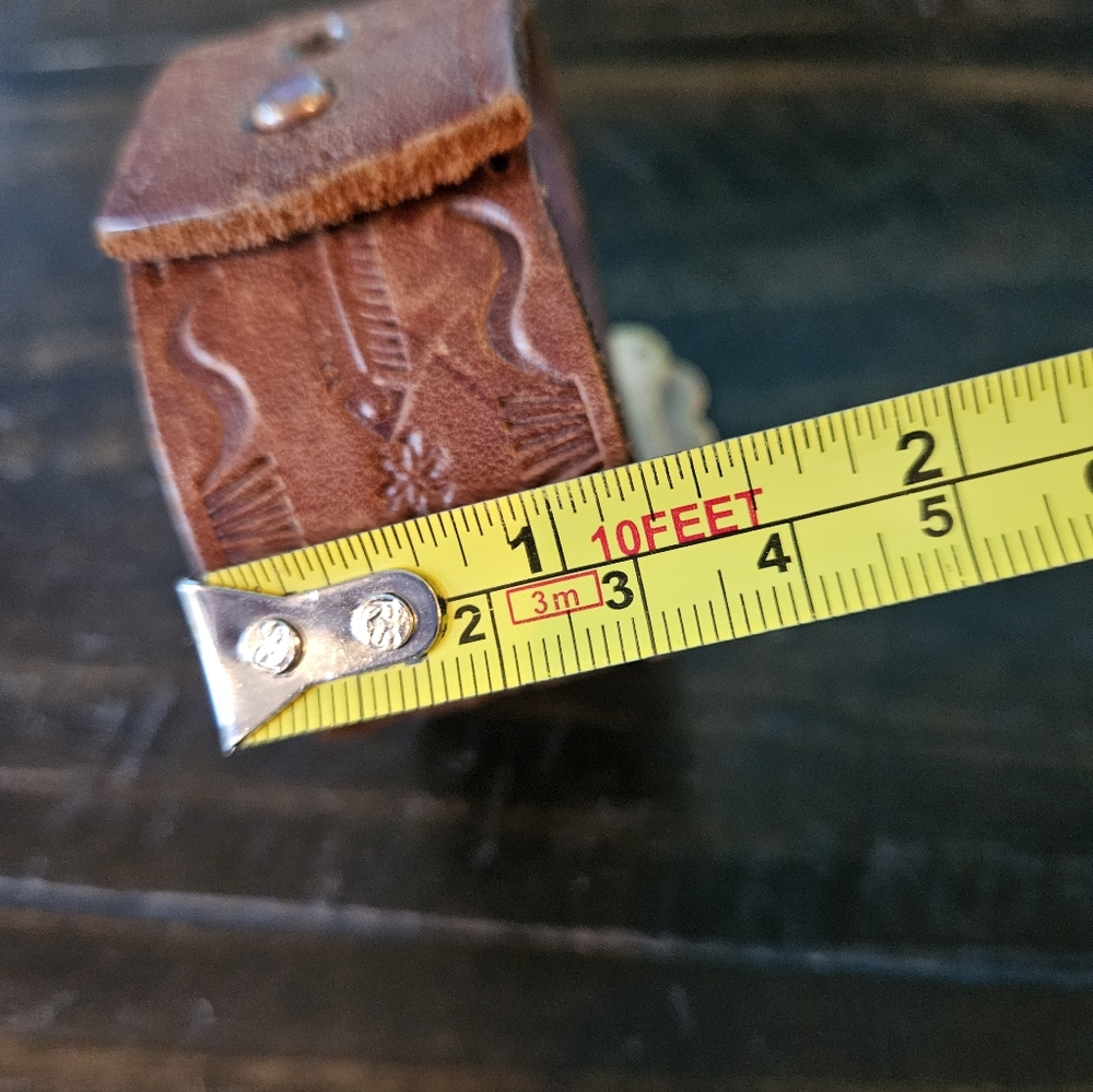 Vintage Handcrafted Turquoise Leather Belt Bracelet - Picture 10 of 10